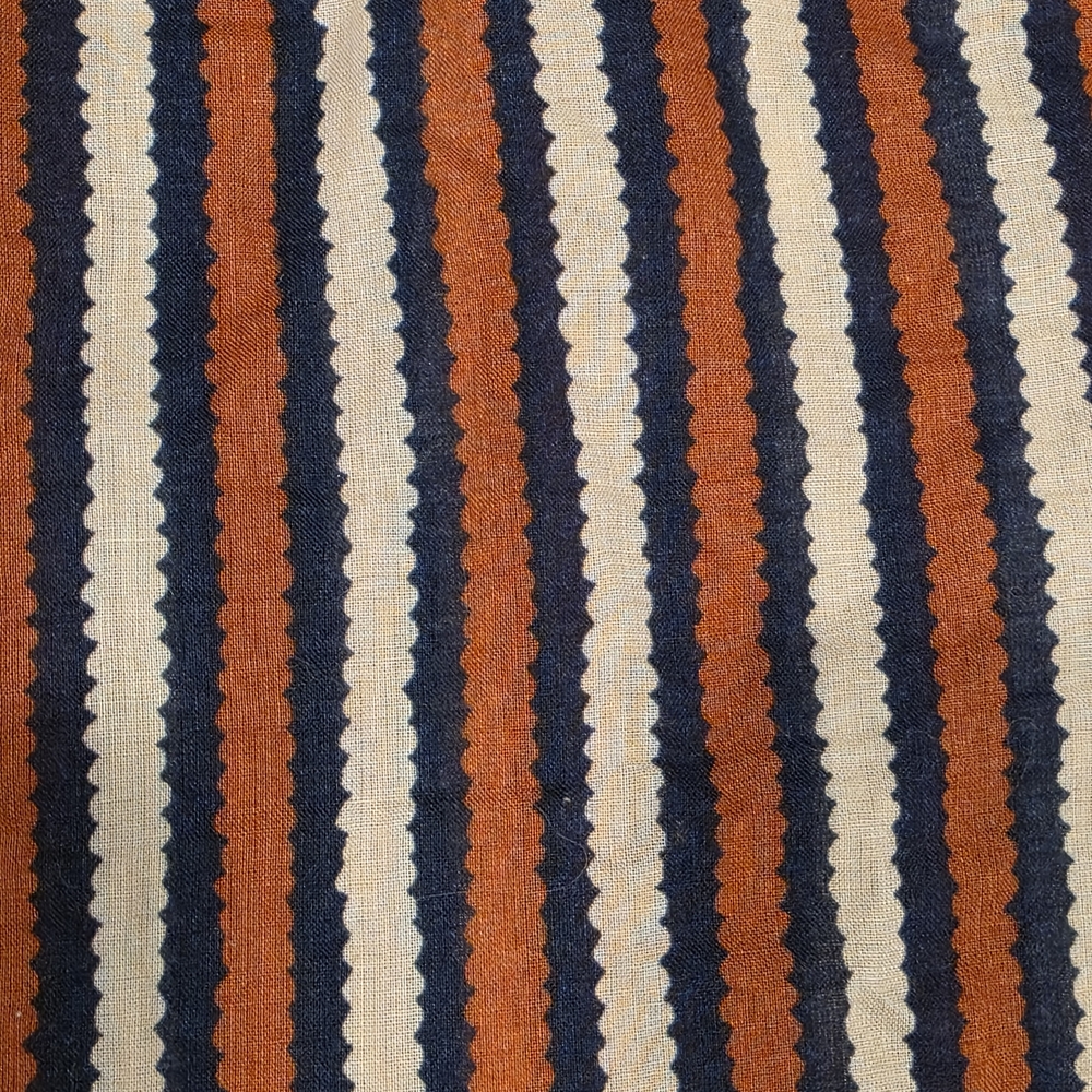 Tory Burch Button Down Dress Shirt Long Sleeve Stripe Blue Cream Orange Size 6 - Picture 10 of 11